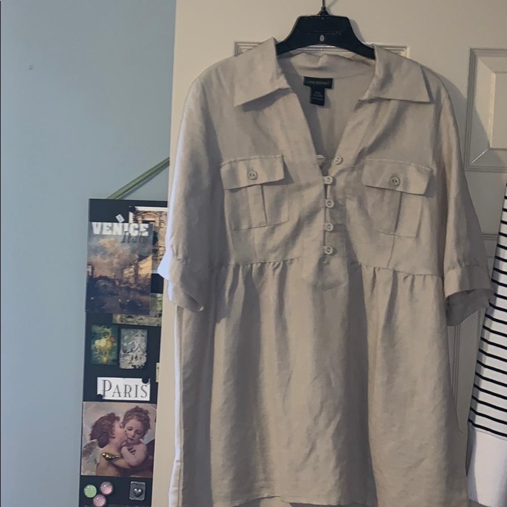 Lane Bryant linen blouse - fun with leggings
